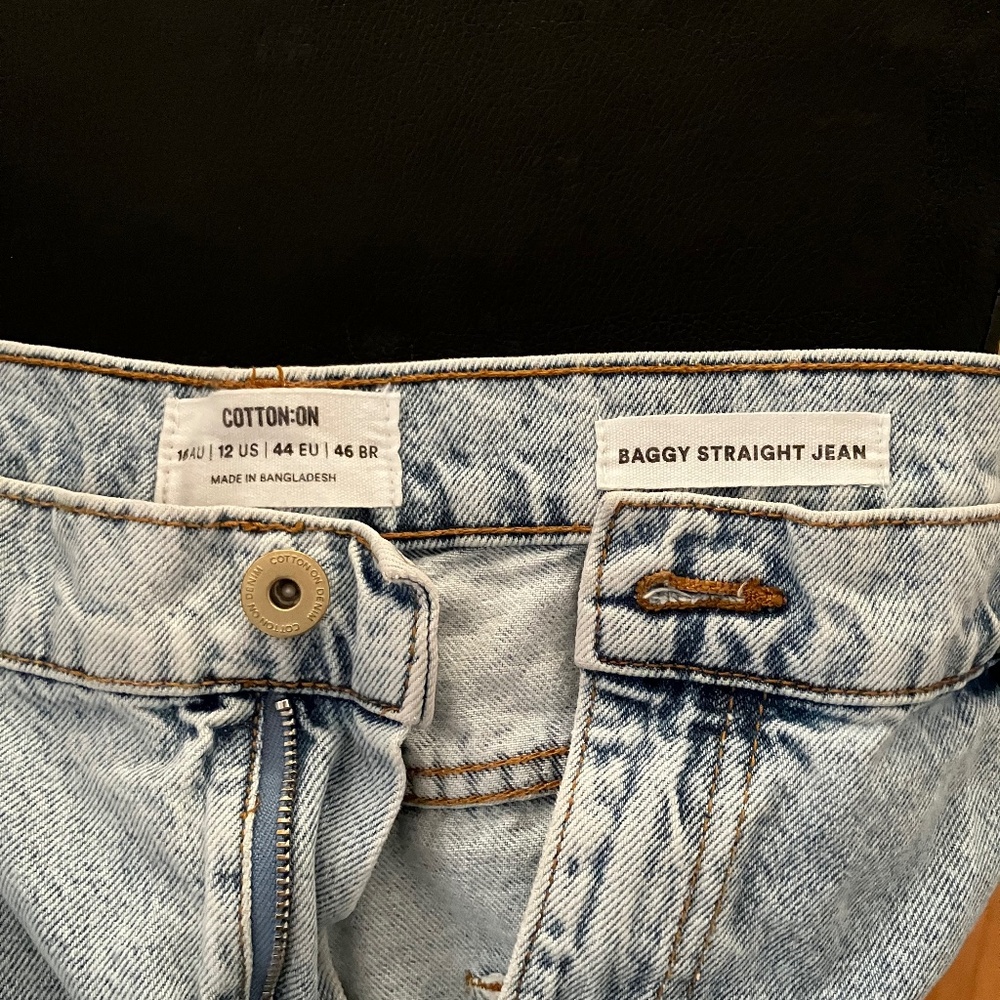 Cotton: On ASOS high rise baggy straight leg jean sz 12